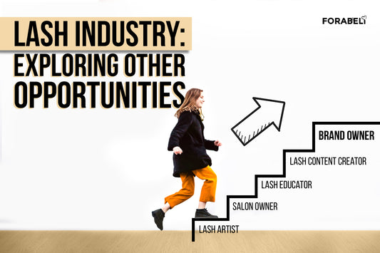 Text "Lash Industry: Exploring Other Opportunities"; girl climbing onto a ladder