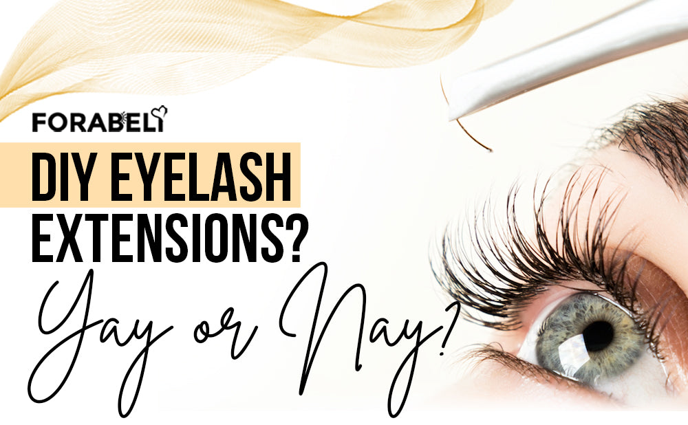 Landscape orientation of a poster with white background that has a picture of the right opened eye with eyelash extension on the lower right part.