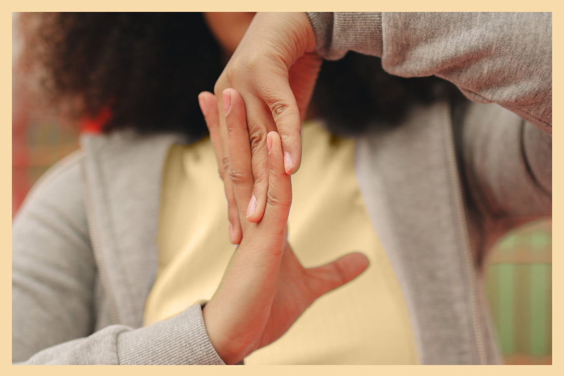 Interlocking fingers together stretch