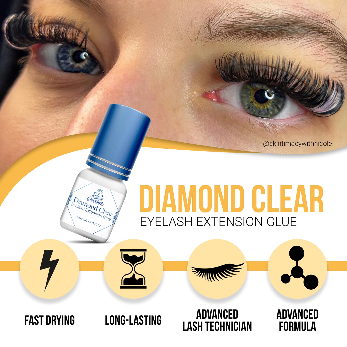 Clear eyelash extension glue for sensitive eyes, Best lash glue adhesive