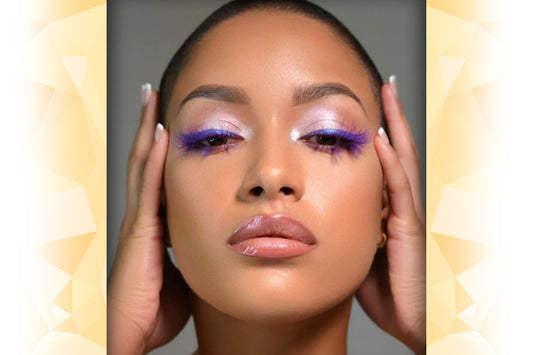 Image of a lash client with purple eyelash extensions 