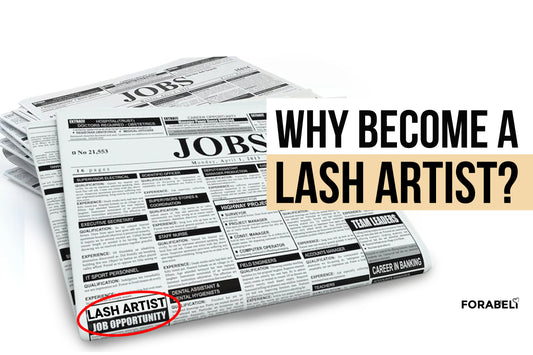 Newspaper with encircled text "Lash Artist: The Opportunity" and a title on the right side saying "Why Become a Lash Artist"