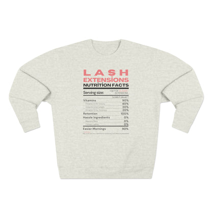 Lash Extensions Nutrition Facts | Unisex Crewneck Sweatshirt