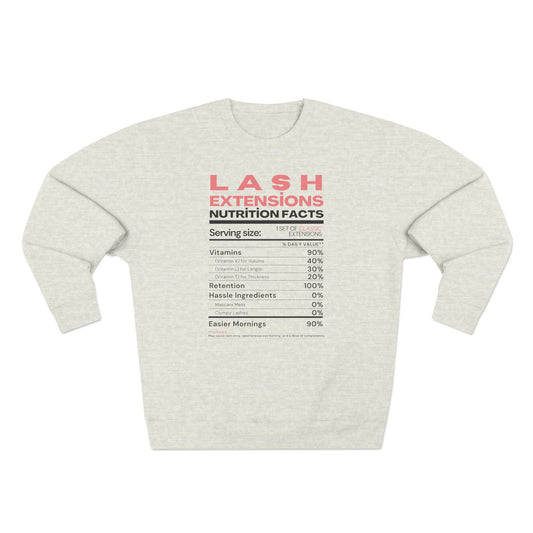 Lash Extensions Nutrition Facts | Unisex Crewneck Sweatshirt