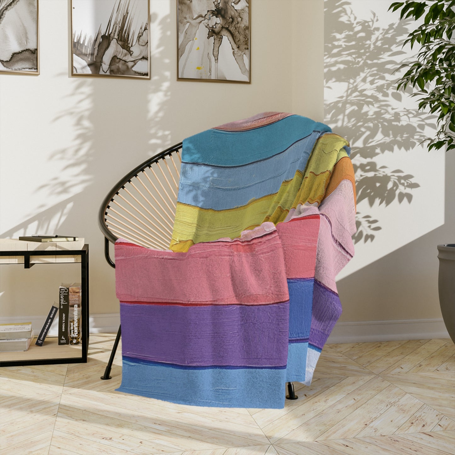 Pastel paint stripes vertical | Velveteen Microfiber Blanket