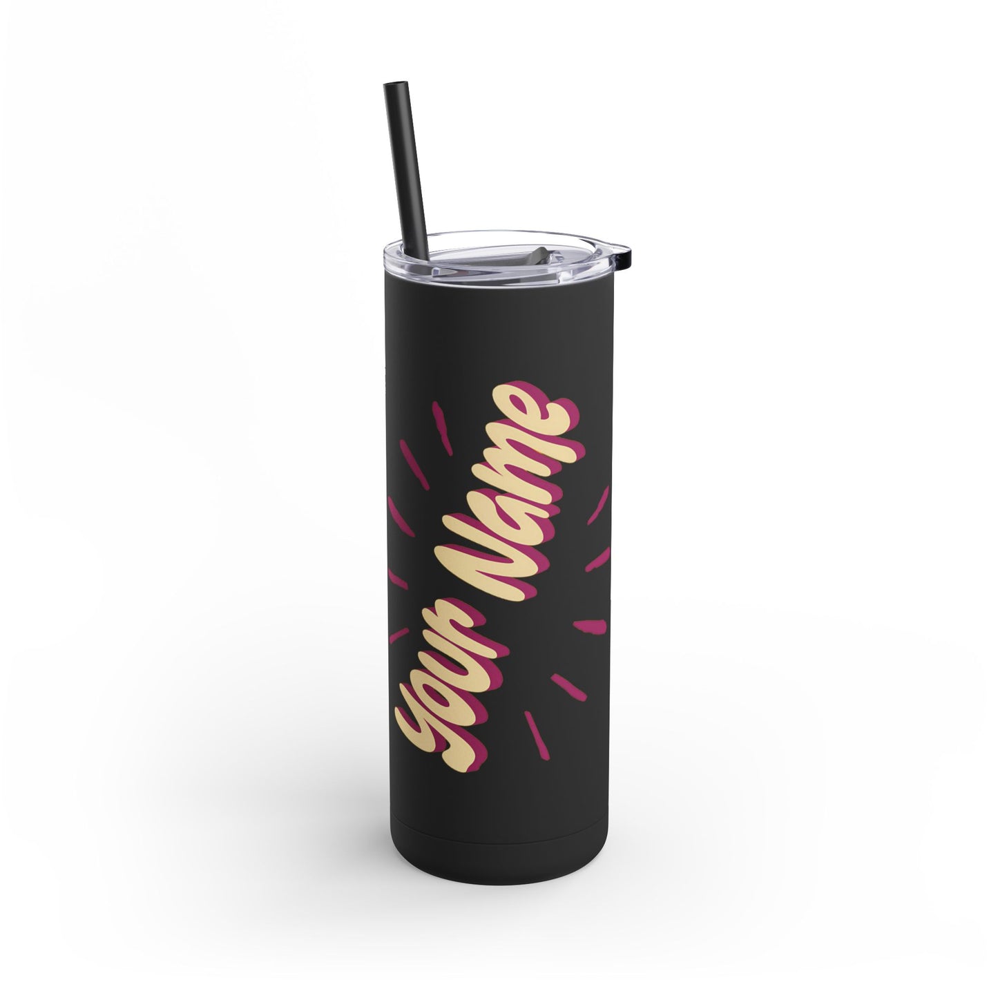 Personalized Tumbler with Straw | Stainless Steel Tumbler | Skinny Tumbler hot & cold drinks | Tumbler with all around print | Skinny Matte Tumbler, 20oz