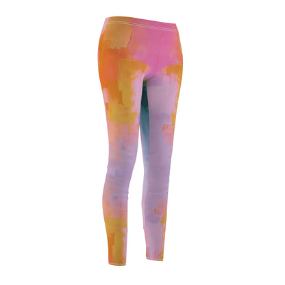 Abstract Oil Pastel Patterns | Women's Cut & Sew Casual Leggings (AOP)