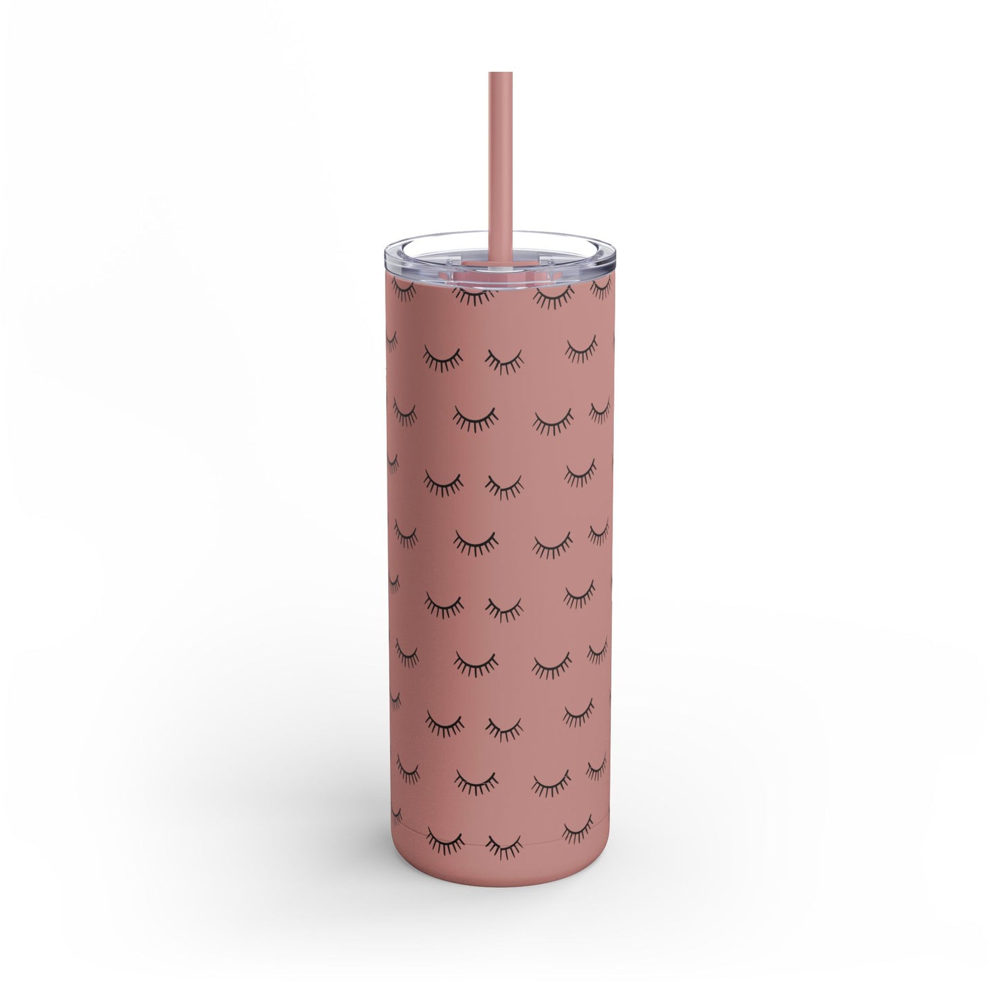 Eyelash Patterns | What happens in the salon stays in the salon | Tumbler with Straw | Stainless Steel Tumbler | Skinny Tumbler hot & cold drinks | Tumbler with all around print | Skinny Matte Tumbler, 20oz