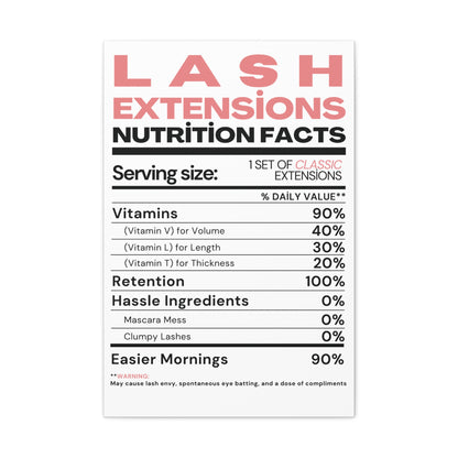 LASH EXTENSIONS NUTRITION FACTS | Canvas Gallery Wraps