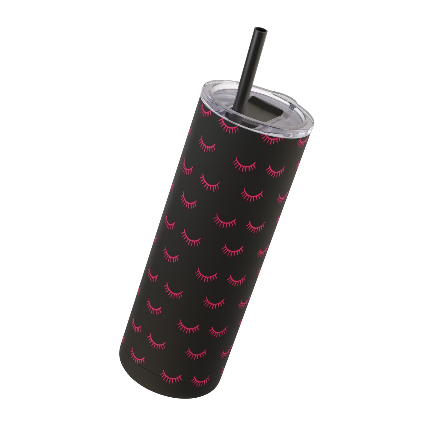 Eyelash Patterns | What happens in the salon stays in the salon | Tumbler with Straw | Stainless Steel Tumbler | Skinny Tumbler hot & cold drinks | Tumbler with all around print | Skinny Matte Tumbler, 20oz