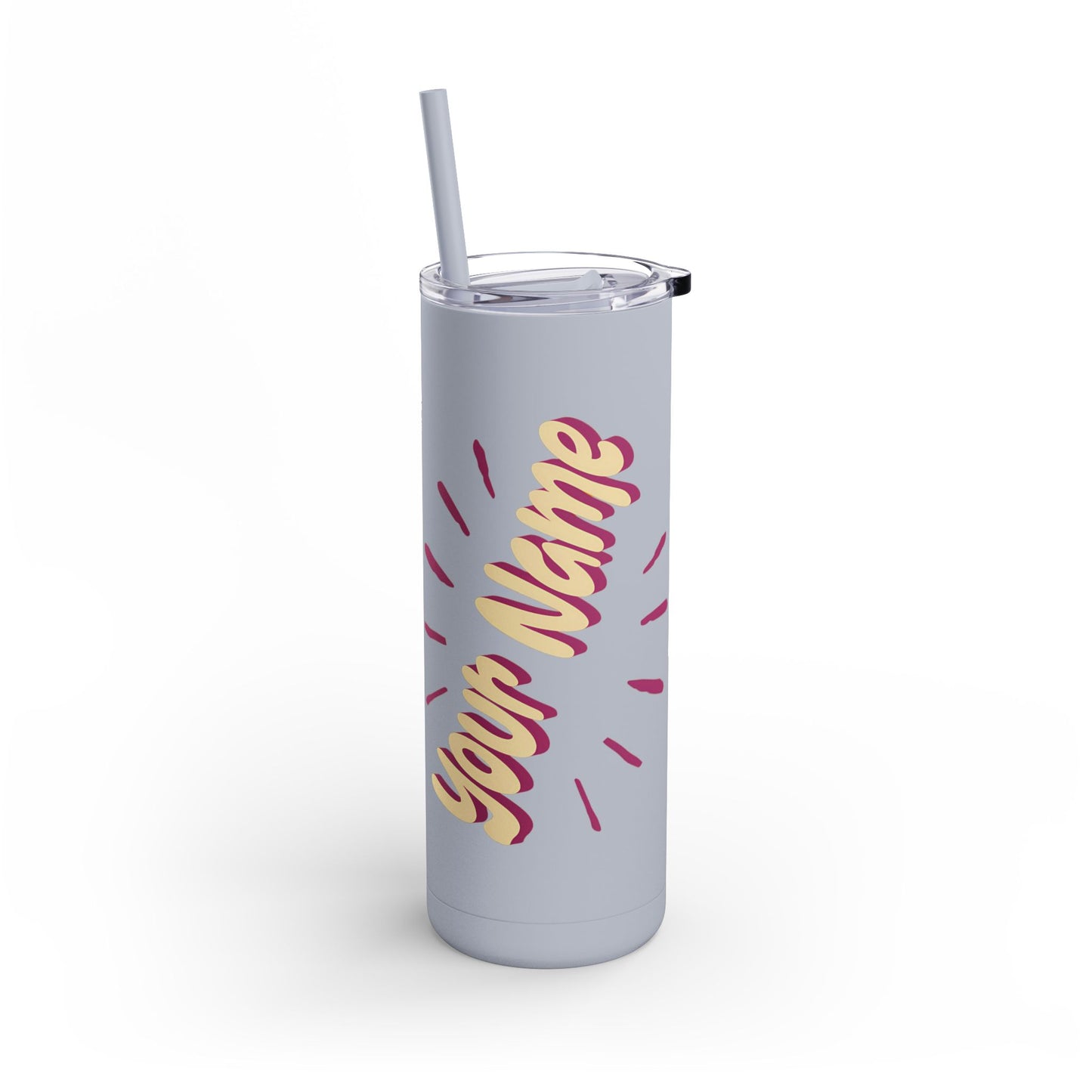 Personalized Tumbler with Straw | Stainless Steel Tumbler | Skinny Tumbler hot & cold drinks | Tumbler with all around print | Skinny Matte Tumbler, 20oz