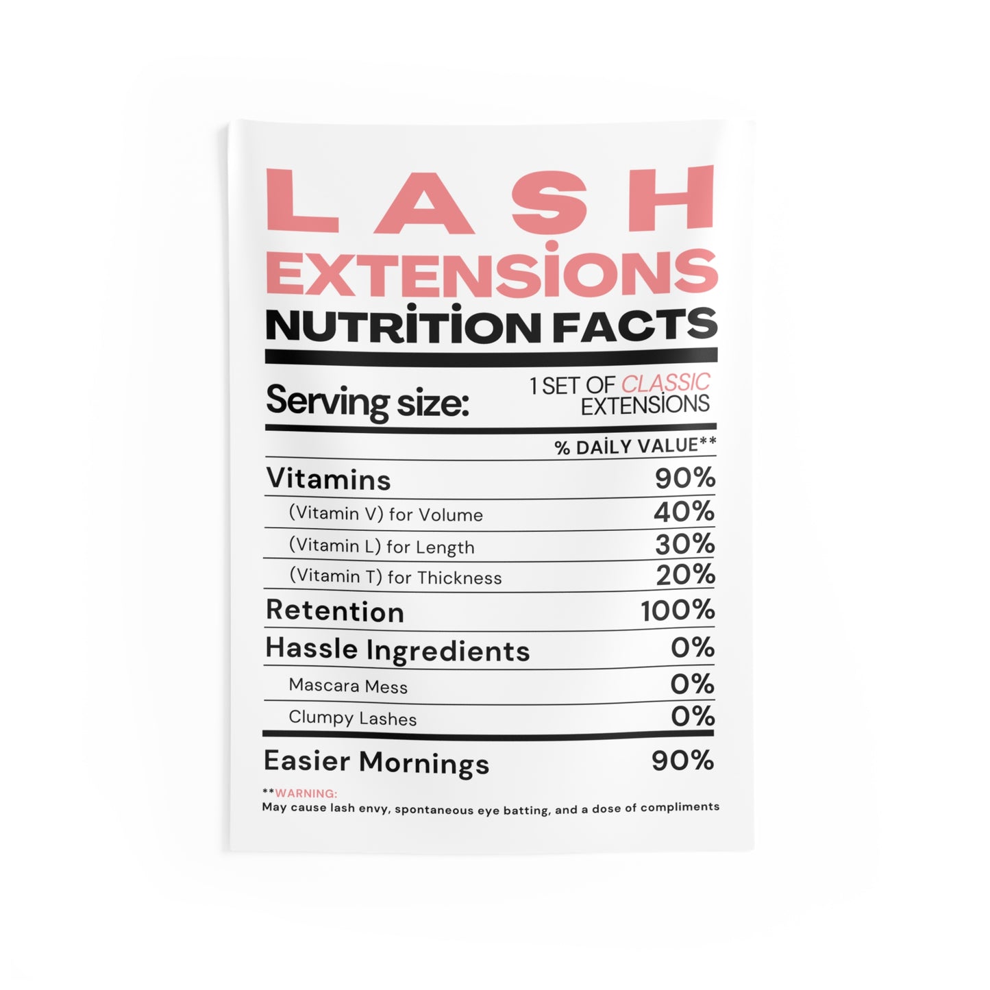 Lash Extensions Nutrition Facts | Indoor Wall Tapestries