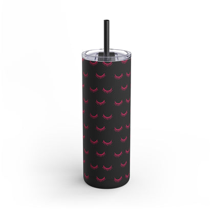 Eyelash Patterns | What happens in the salon stays in the salon | Tumbler with Straw | Stainless Steel Tumbler | Skinny Tumbler hot & cold drinks | Tumbler with all around print | Skinny Matte Tumbler, 20oz