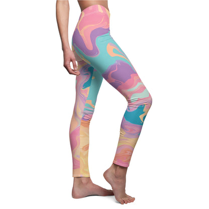 Abstract Pastel Patterns | Women's Cut & Sew Casual Leggings (AOP)