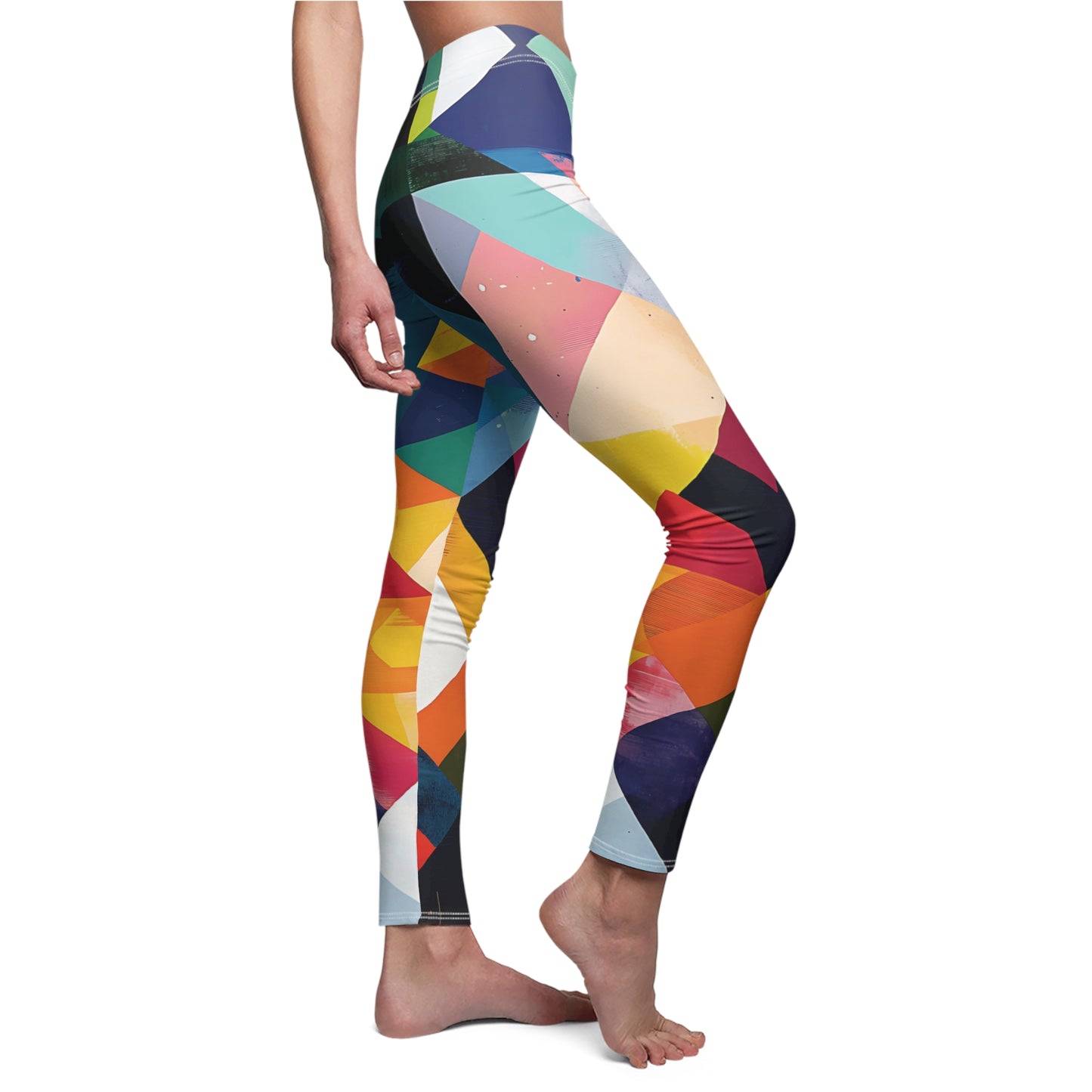 Abstract Jigsaw Patterns | Women's Cut & Sew Casual Leggings (AOP)