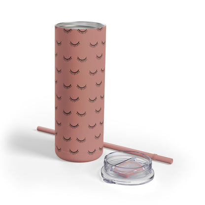 Eyelash Patterns | What happens in the salon stays in the salon | Tumbler with Straw | Stainless Steel Tumbler | Skinny Tumbler hot & cold drinks | Tumbler with all around print | Skinny Matte Tumbler, 20oz