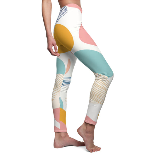 Abstract Oil Pastel Patterns | Women's Cut & Sew Casual Leggings (AOP)