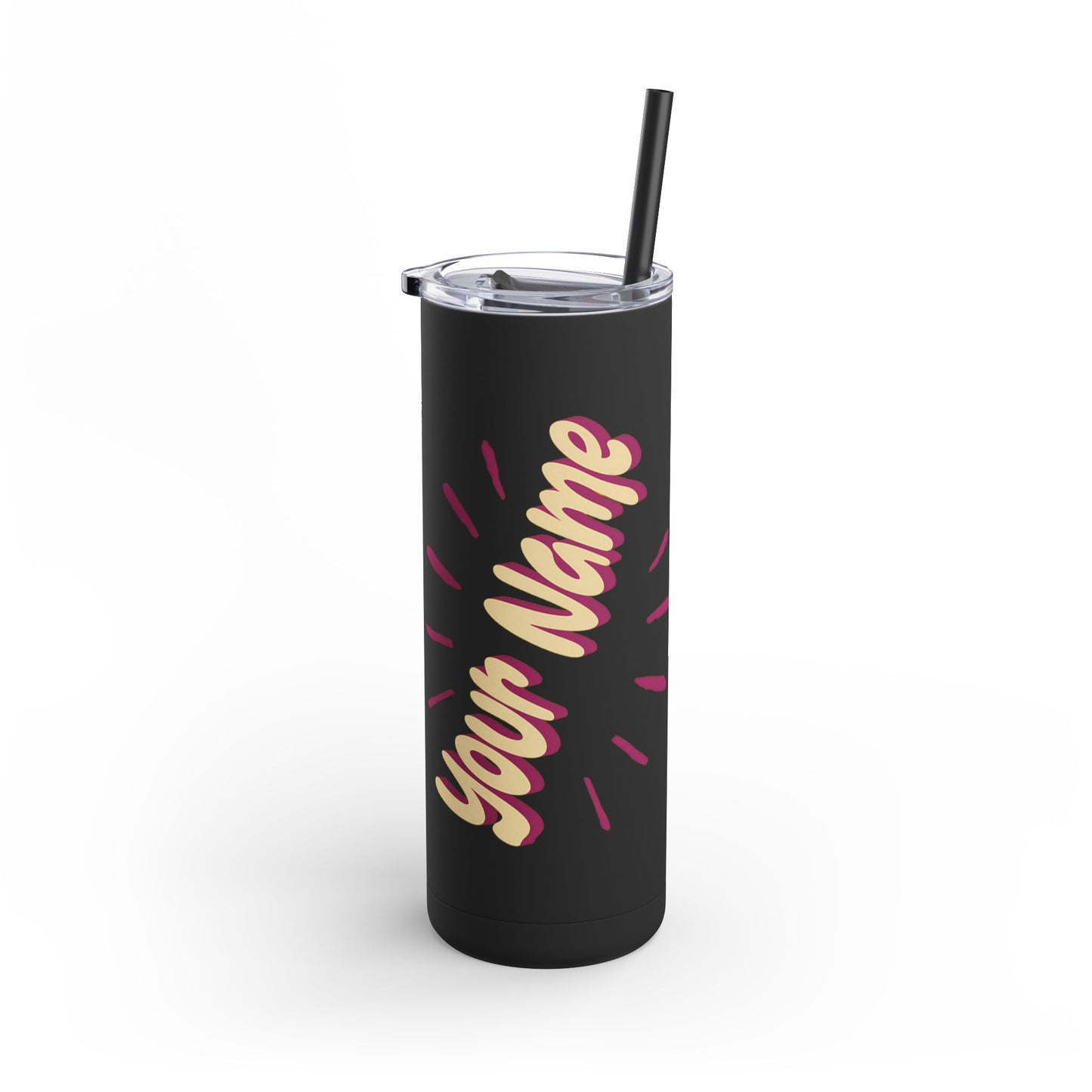 Personalized Tumbler with Straw | Stainless Steel Tumbler | Skinny Tumbler hot & cold drinks | Tumbler with all around print | Skinny Matte Tumbler, 20oz