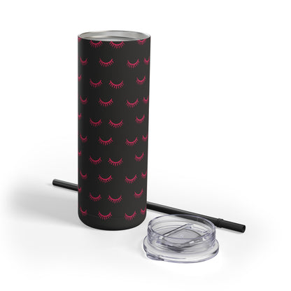 Eyelash Patterns | What happens in the salon stays in the salon | Tumbler with Straw | Stainless Steel Tumbler | Skinny Tumbler hot & cold drinks | Tumbler with all around print | Skinny Matte Tumbler, 20oz