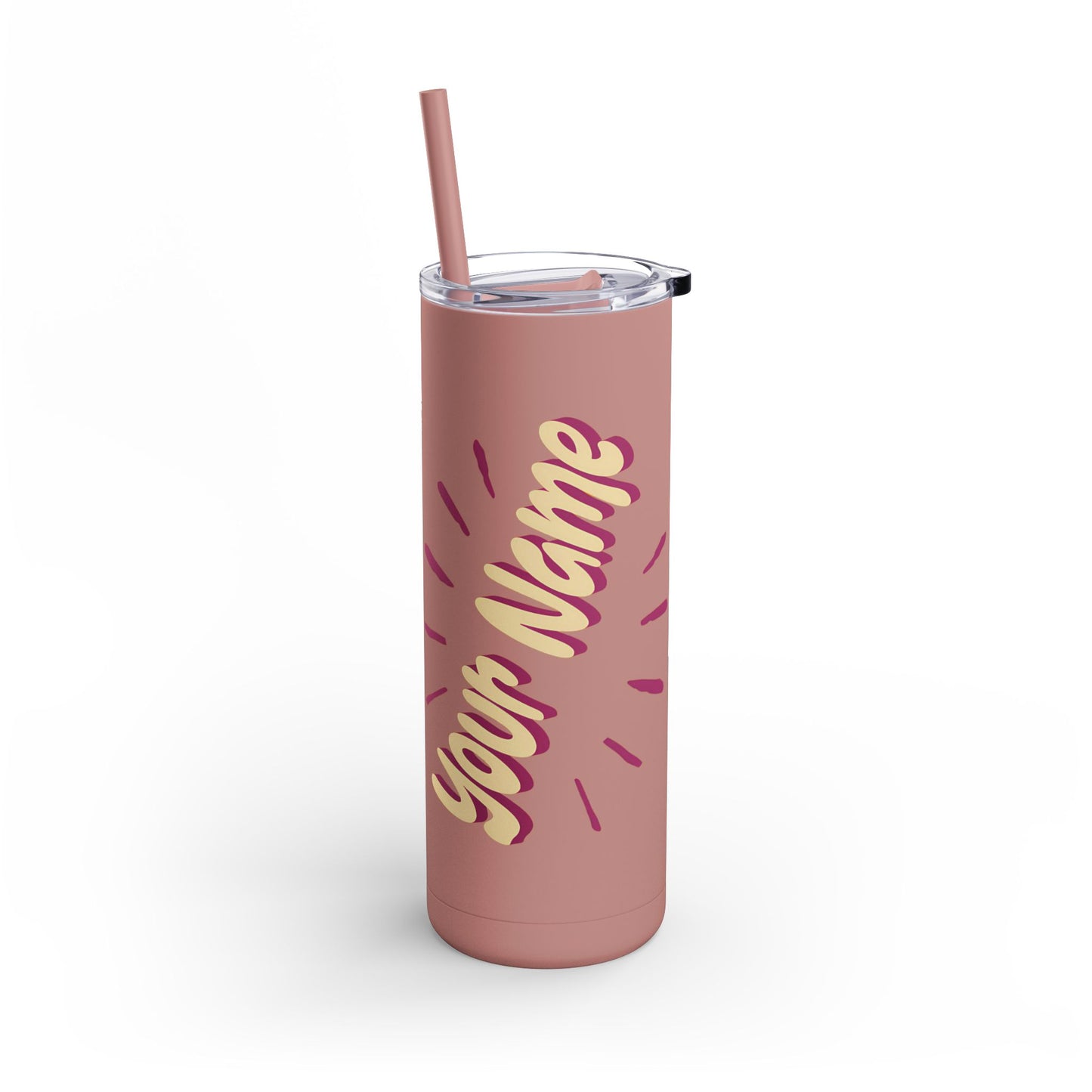 Personalized Tumbler with Straw | Stainless Steel Tumbler | Skinny Tumbler hot & cold drinks | Tumbler with all around print | Skinny Matte Tumbler, 20oz