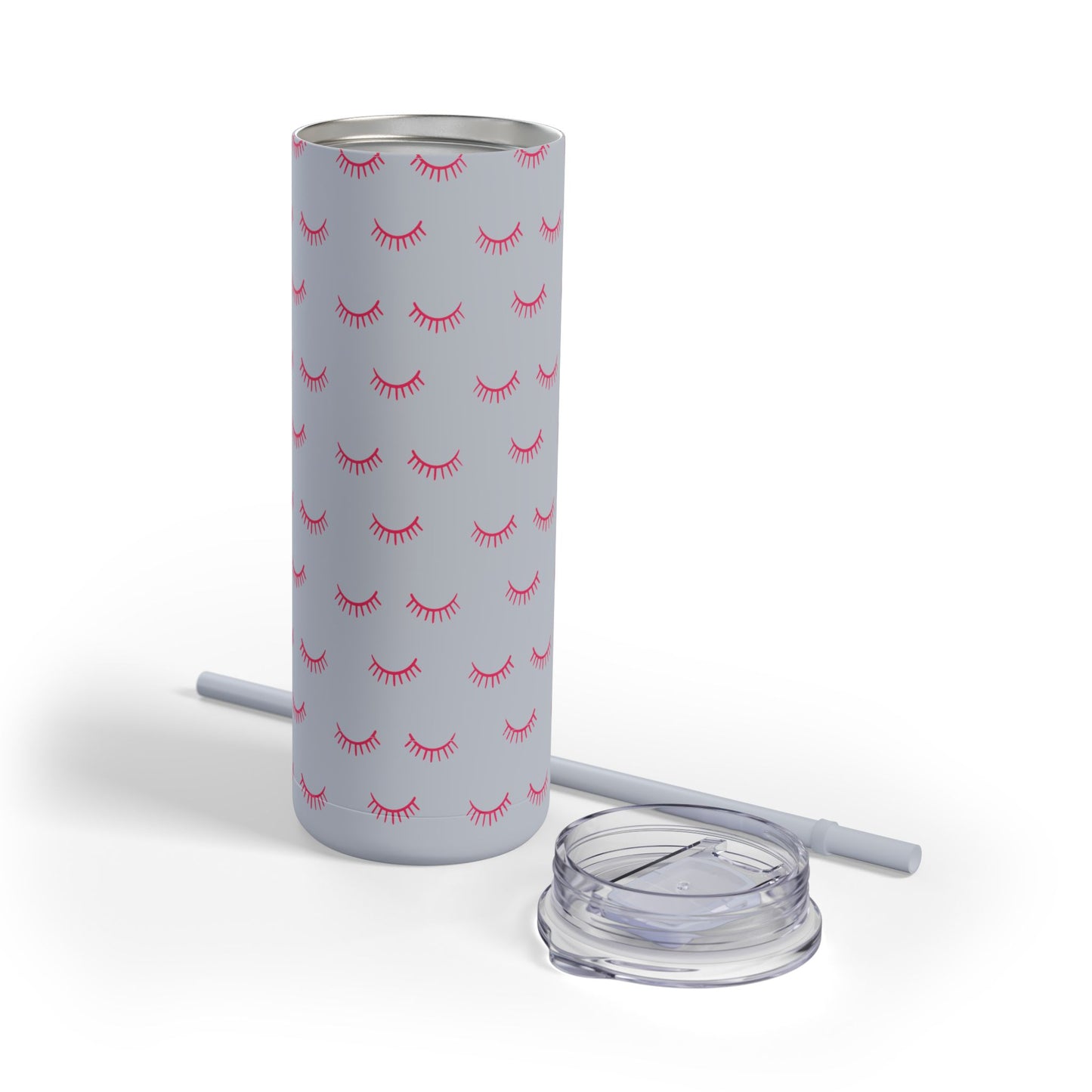 Eyelash Patterns | What happens in the salon stays in the salon | Tumbler with Straw | Stainless Steel Tumbler | Skinny Tumbler hot & cold drinks | Tumbler with all around print | Skinny Matte Tumbler, 20oz