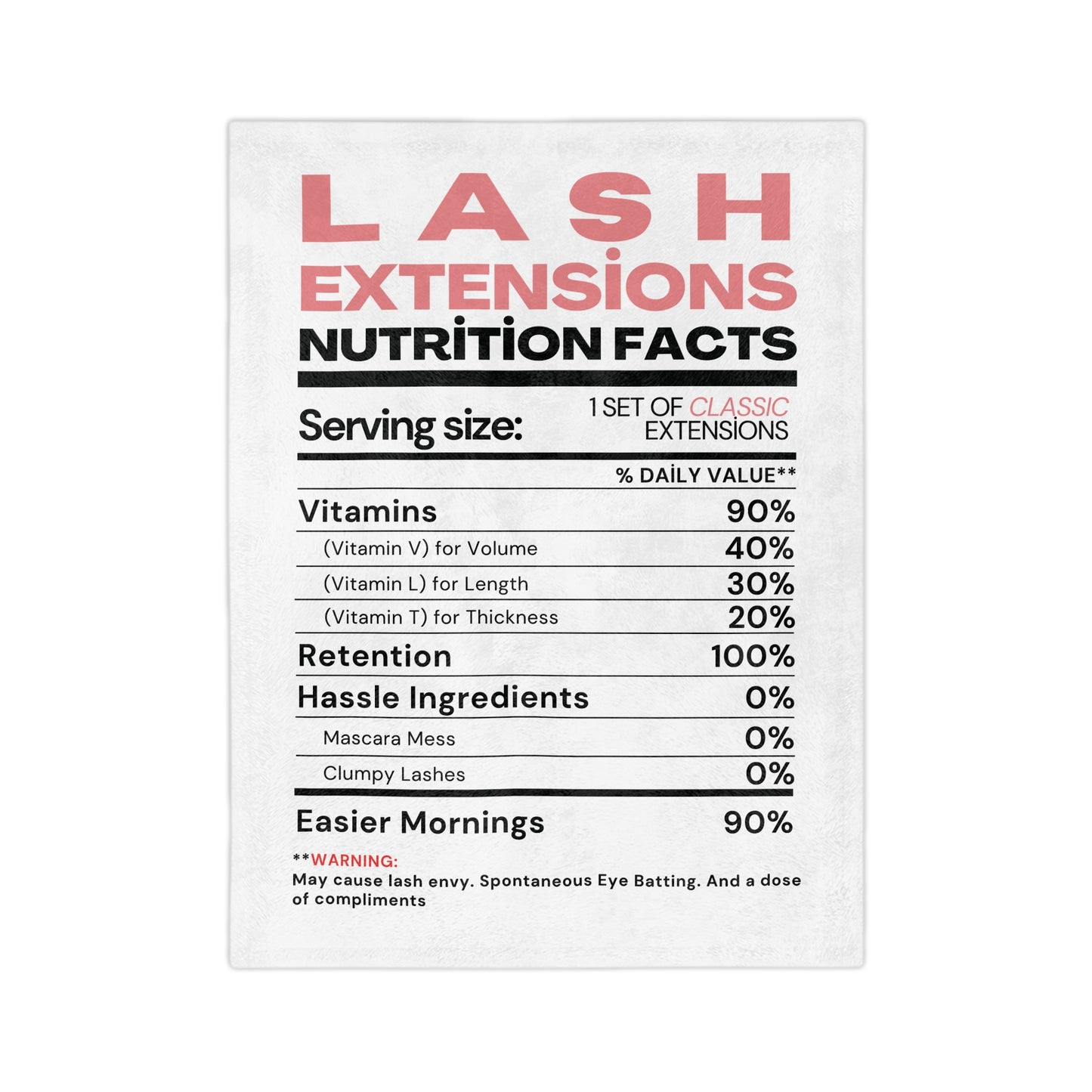 Lash Extensions Nutrition Facts | Velveteen Microfiber Blanket