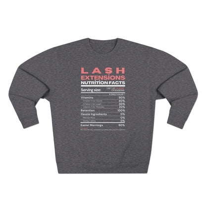 Lash Extensions Nutrition Facts | Unisex Crewneck Sweatshirt