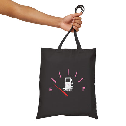 Cotton Canvas Tote Bag | Lashes as Fuel | Gas meter | Fuel Meter | sac fourre-tout | Reusasble Bag | Black Tote Bag | White Tote Bag