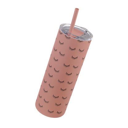 Eyelash Patterns | What happens in the salon stays in the salon | Tumbler with Straw | Stainless Steel Tumbler | Skinny Tumbler hot & cold drinks | Tumbler with all around print | Skinny Matte Tumbler, 20oz