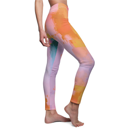 Abstract Oil Pastel Patterns | Women's Cut & Sew Casual Leggings (AOP)