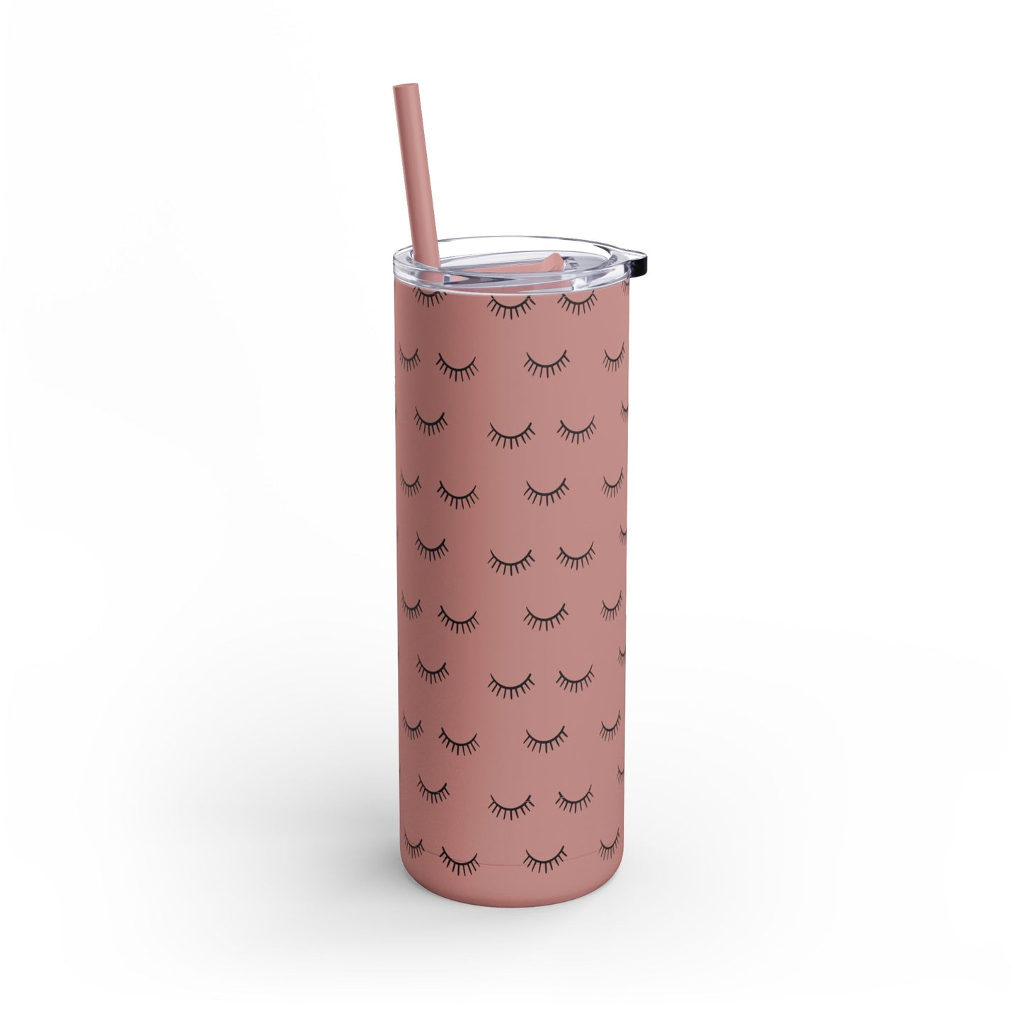 Eyelash Patterns | What happens in the salon stays in the salon | Tumbler with Straw | Stainless Steel Tumbler | Skinny Tumbler hot & cold drinks | Tumbler with all around print | Skinny Matte Tumbler, 20oz