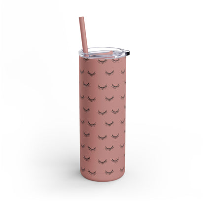 Eyelash Patterns | What happens in the salon stays in the salon | Tumbler with Straw | Stainless Steel Tumbler | Skinny Tumbler hot & cold drinks | Tumbler with all around print | Skinny Matte Tumbler, 20oz