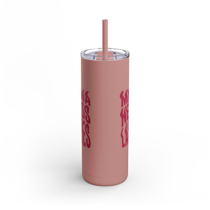 Mama Needs Lashes | What happens in the salon stays in the salon | Tumbler with Straw | Stainless Steel Tumbler | Skinny Tumbler hot & cold drinks | Tumbler with all around print | Skinny Matte Tumbler, 20oz