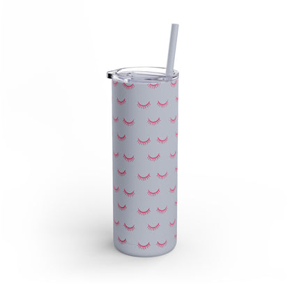 Eyelash Patterns | What happens in the salon stays in the salon | Tumbler with Straw | Stainless Steel Tumbler | Skinny Tumbler hot & cold drinks | Tumbler with all around print | Skinny Matte Tumbler, 20oz