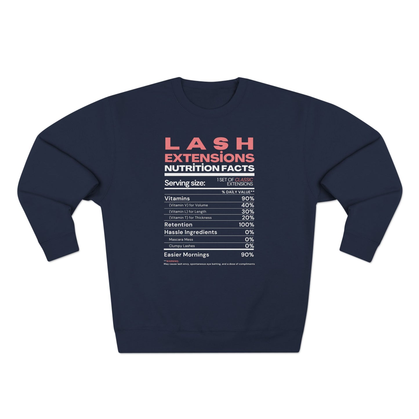 Lash Extensions Nutrition Facts | Unisex Crewneck Sweatshirt