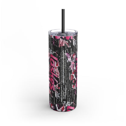 Graffiti Lashes & Nails | What happens in the salon stays in the salon | Tumbler with Straw | Stainless Steel Tumbler | Skinny Tumbler hot & cold drinks | Tumbler with all around print | Skinny Matte Tumbler, 20oz