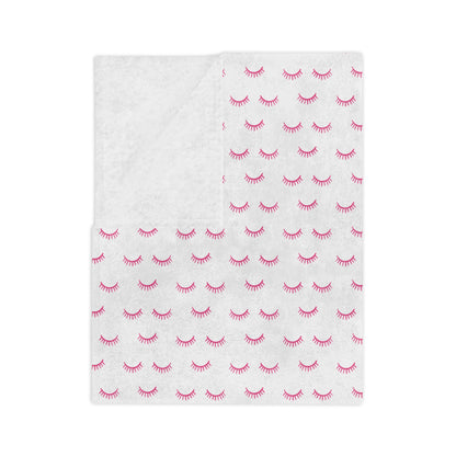 Pink Eyelash Patterns | Velveteen Microfiber Blanket