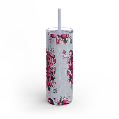 Graffiti Lashes & Nails | What happens in the salon stays in the salon | Tumbler with Straw | Stainless Steel Tumbler | Skinny Tumbler hot & cold drinks | Tumbler with all around print | Skinny Matte Tumbler, 20oz