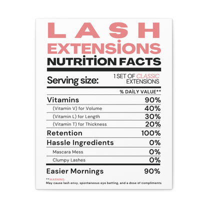 LASH EXTENSIONS NUTRITION FACTS | Canvas Gallery Wraps