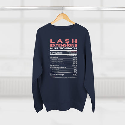 Lash Extensions Nutrition Facts | Unisex Crewneck Sweatshirt