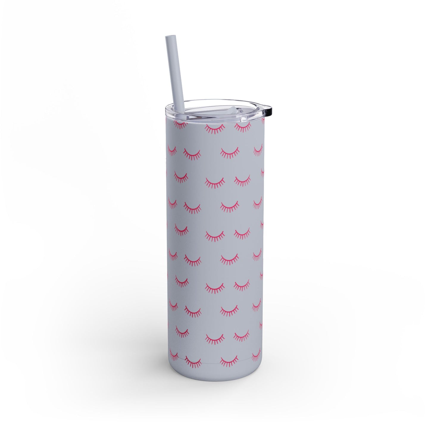 Eyelash Patterns | What happens in the salon stays in the salon | Tumbler with Straw | Stainless Steel Tumbler | Skinny Tumbler hot & cold drinks | Tumbler with all around print | Skinny Matte Tumbler, 20oz