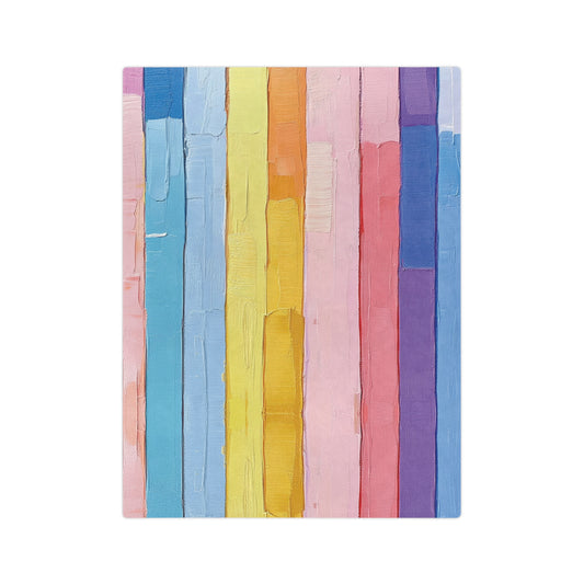 Pastel paint stripes vertical | Velveteen Microfiber Blanket