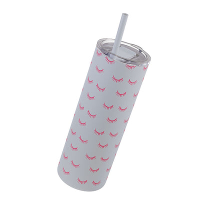 Eyelash Patterns | What happens in the salon stays in the salon | Tumbler with Straw | Stainless Steel Tumbler | Skinny Tumbler hot & cold drinks | Tumbler with all around print | Skinny Matte Tumbler, 20oz