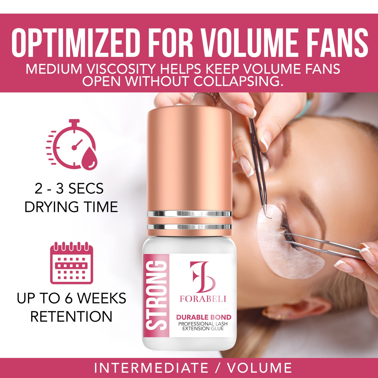 Strong Hold Eyelash Extension Glue – 2–3s Dry Time, 6-Week Retention, Waterproof, Black