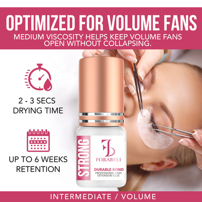 Strong Hold Eyelash Extension Glue – 2–3s Dry Time, 6-Week Retention, Waterproof, Black