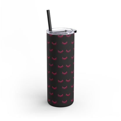 Eyelash Patterns | What happens in the salon stays in the salon | Tumbler with Straw | Stainless Steel Tumbler | Skinny Tumbler hot & cold drinks | Tumbler with all around print | Skinny Matte Tumbler, 20oz