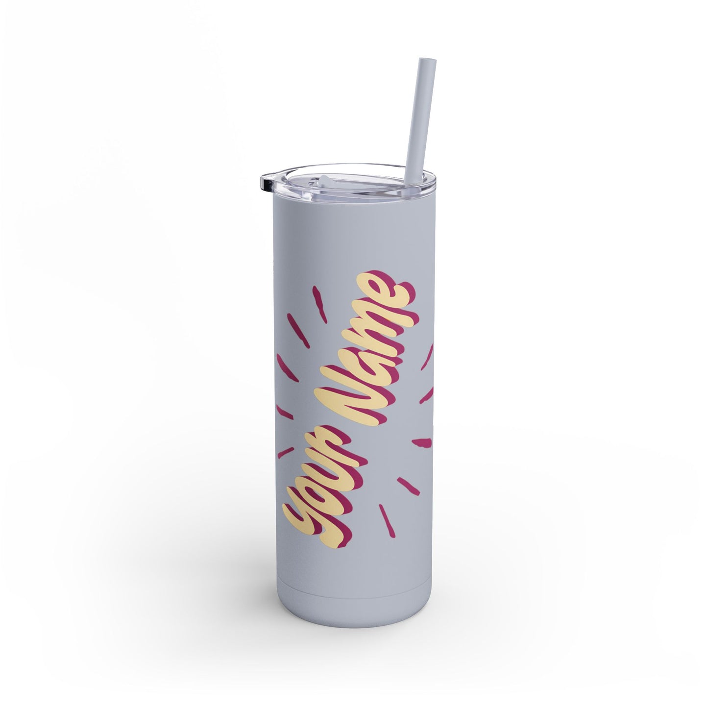 Personalized Tumbler with Straw | Stainless Steel Tumbler | Skinny Tumbler hot & cold drinks | Tumbler with all around print | Skinny Matte Tumbler, 20oz