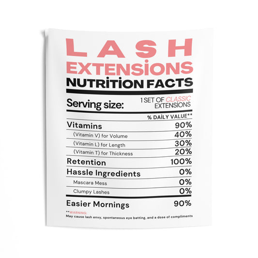 Lash Extensions Nutrition Facts | Indoor Wall Tapestries