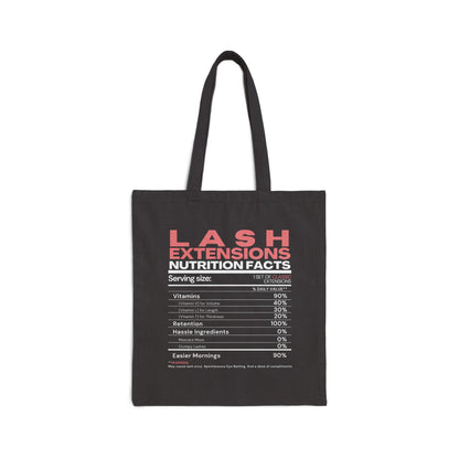 Cotton Canvas Tote Bag| Lash Extensions Nutrition Facts | Lash Barcode | 2 Sided Print | Lash Tote