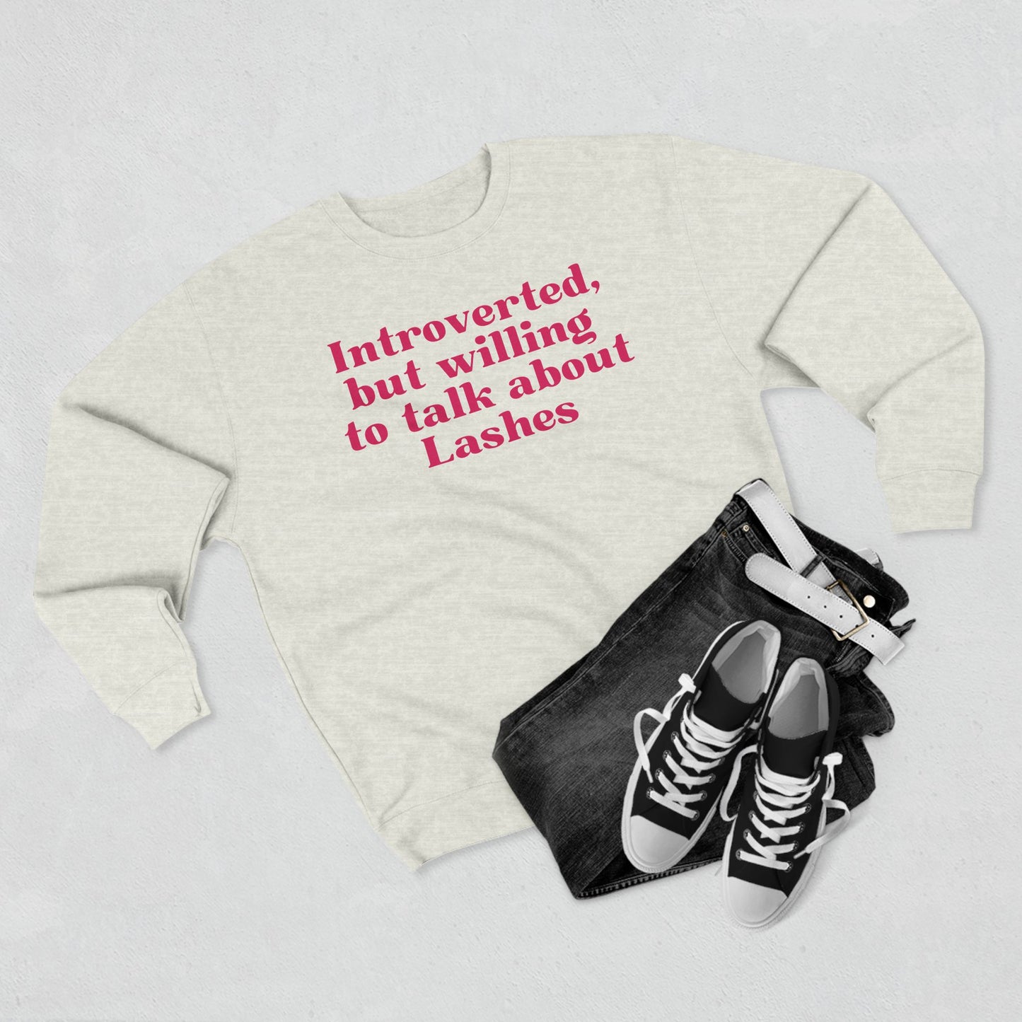 Introverted but willing to talk about lashes | Unisex Crewneck Sweatshirt